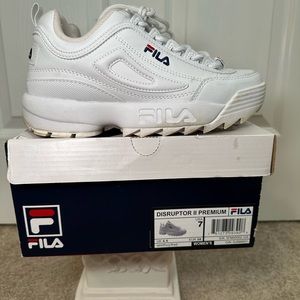 Fila Disruptor II Premium White Sneakers size 7